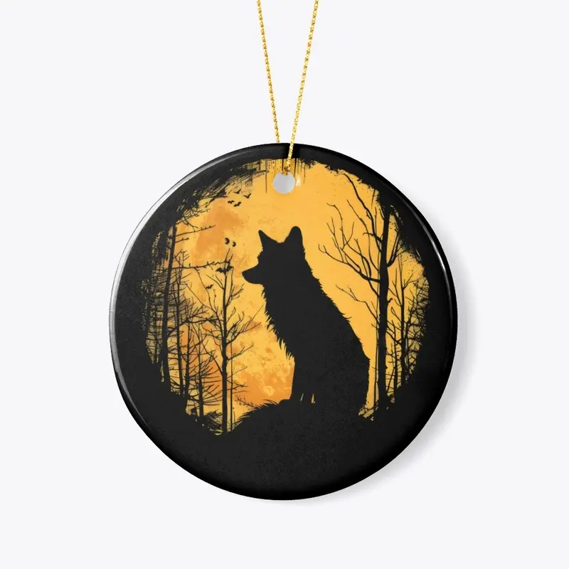 Vintage Retro Moonlit Fox Halloween