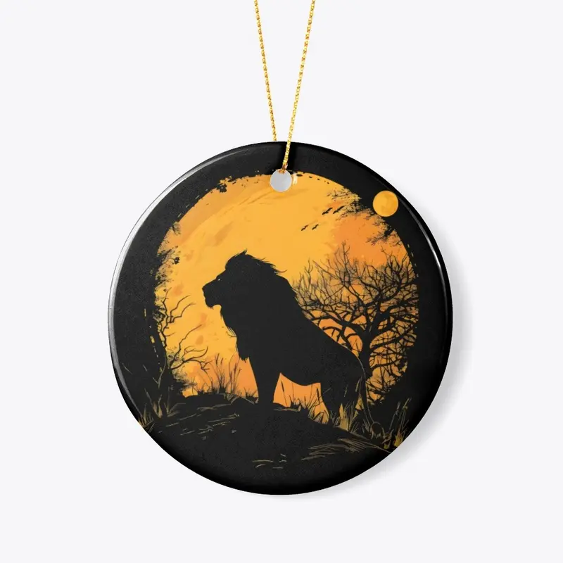 Vintage Retro Moonlit Lion