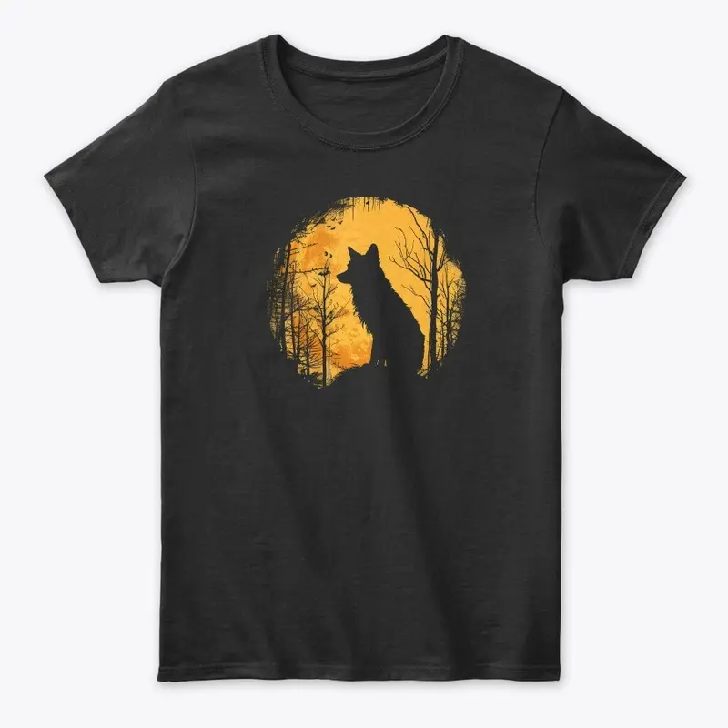 Vintage Fox Retro Moon Halloween