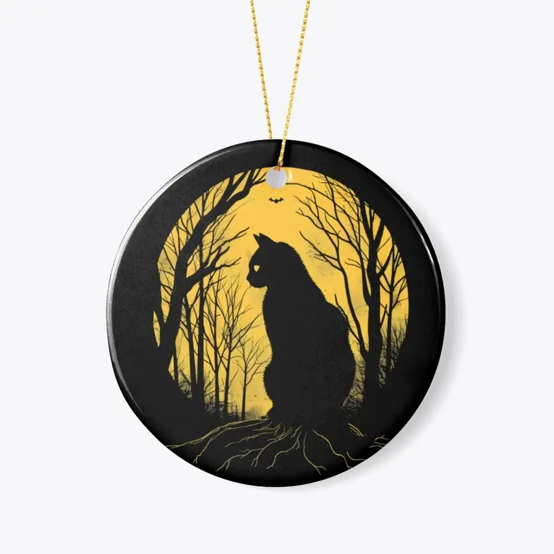 Vintage Retro Moonlit Cat Halloween