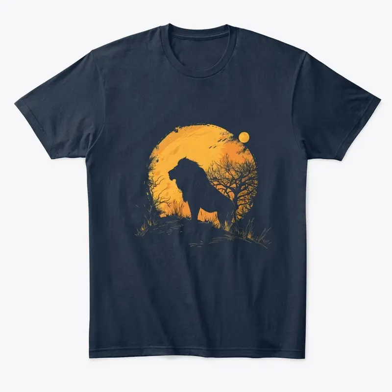 Vintage Retro Moonlit Lion