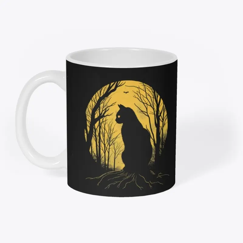 Vintage Retro Moonlit Cat Halloween