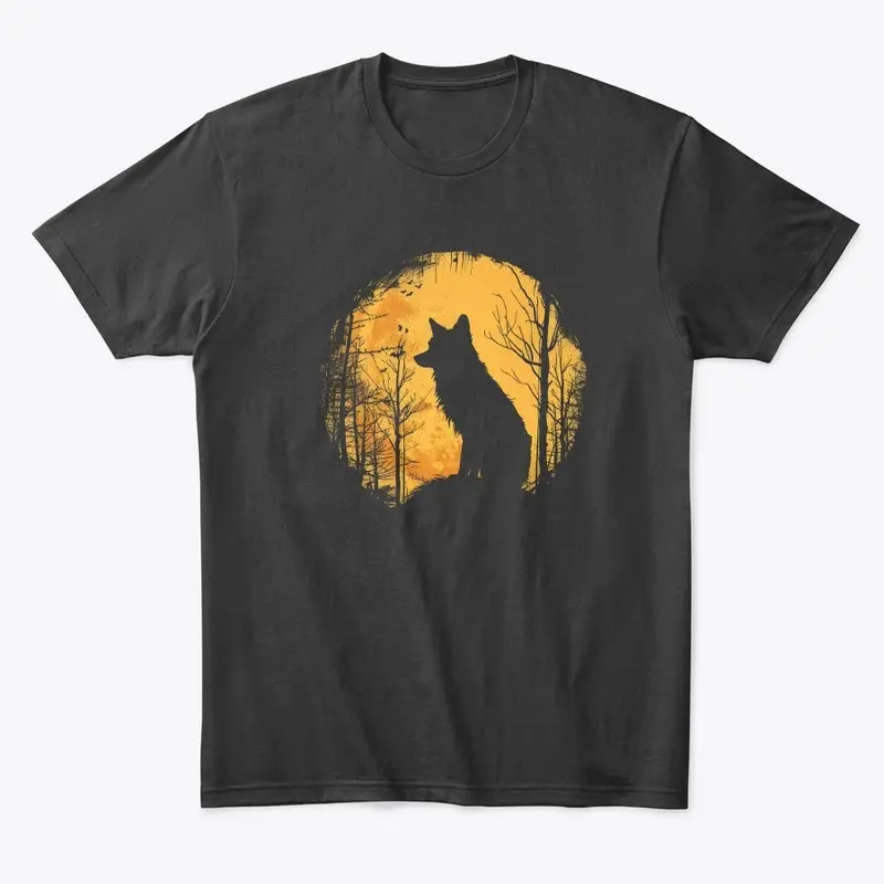 Vintage Retro Moonlit Fox Halloween